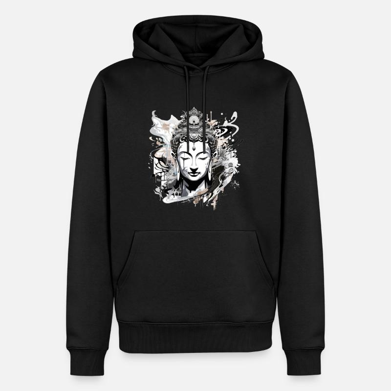Buddha Graffiti - Männer Premium Bio Hoodie - Schwarz