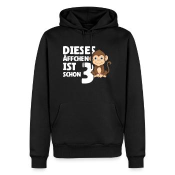 3. Geburtstag 2021 - Dieses Äffchen Ist Schon 3 - Männer Premium Bio Hoodie - Schwarz - Vorne - Nico (187cm)