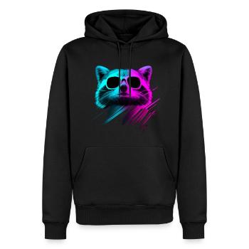 Duotone Raccoon Retro - Männer Premium Bio Hoodie - Schwarz - Vorne - Nico (187cm)