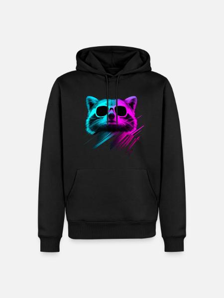 Duotone Raccoon Retro - Männer Premium Bio Hoodie - Schwarz