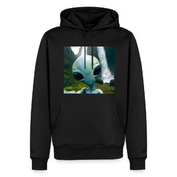 Alien Selfie - Neben dem Wasserfall - Männer Premium Bio Hoodie - Schwarz - Vorne - Nico (187cm)
