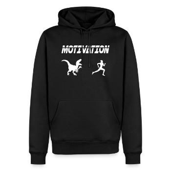 Motivation Sport Laufen Laufhumor Dino - Männer Premium Bio Hoodie - Schwarz - Vorne - Nico (187cm)