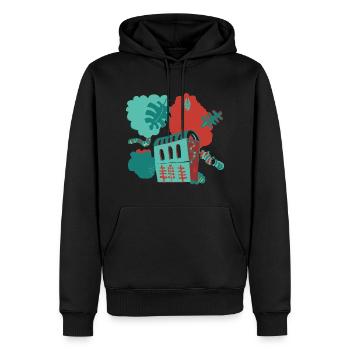 Organic graphic illustration - Men’s Premium Organic Hoodie - black - Front - Nico (187cm)