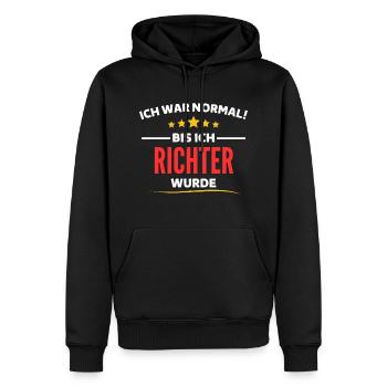 I was normal until I became a judge - Men’s Premium Organic Hoodie - black - Front - Nico (187cm)