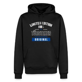 Limited Edition 100% - Bouncer - Original - Men’s Premium Organic Hoodie - black - Front - Nico (187cm)