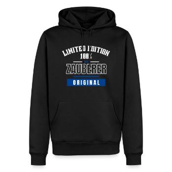 Limited Edition 100% - Wizard - Original - Men’s Premium Organic Hoodie - black - Front - Nico (187cm)