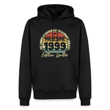 Cadeau D'anniversaire Millésime Fabriqué en 1999 - Sweat à capuche Premium bio Homme - noir - Devant - Nico (187cm)