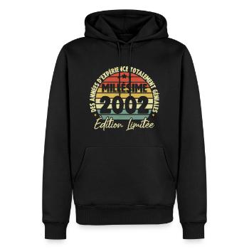 Cadeau D'anniversaire Millésime Fabriqué en 2002 - Sweat à capuche Premium bio Homme - noir - Devant - Nico (187cm)