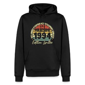 Cadeau D'anniversaire Millésime Fabriqué en 1994 - Sweat à capuche Premium bio Homme - noir - Devant - Nico (187cm)