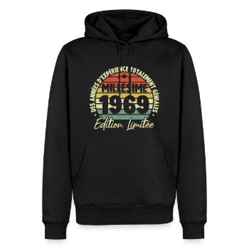 Cadeau D'anniversaire Millésime Fabriqué en 1969 - Sweat à capuche Premium bio Homme - noir - Devant - Nico (187cm)
