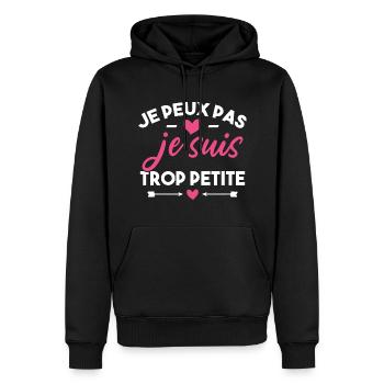 J'peux pas je suis trop petite - Sweat à capuche Premium bio Homme - noir - Devant - Nico (187cm)
