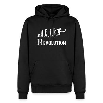 Fußball-Sportspieler-Revolution - Männer Premium Bio Hoodie - Schwarz - Vorne - Nico (187cm)