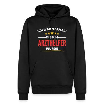 I was normal until I became a doctor's assistant - Men’s Premium Organic Hoodie - black - Front - Nico (187cm)