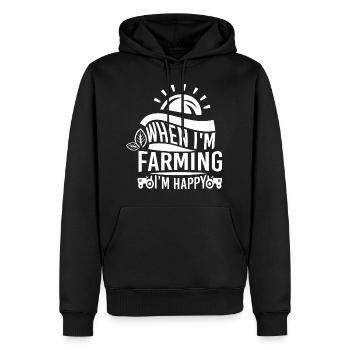 Bauernhemd Wenn ich Landwirtschaft betreibe, bin ich glücklich Geschenk-T-Shirt - Männer Premium Bio Hoodie - Schwarz - Vorne - Nico (187cm)
