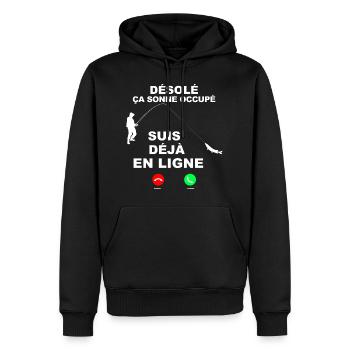 humour peche ligne - Sweat à capuche Premium bio Homme - noir - Devant - Nico (187cm)