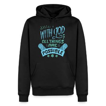 With God All Things Are Possible Religious - Men’s Premium Organic Hoodie - black - Front - Nico (187cm)