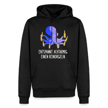Entspannt Achtarmig einen reinorgeln Tintenfisch - Männer Premium Bio Hoodie - Schwarz - Vorne - Nico (187cm)
