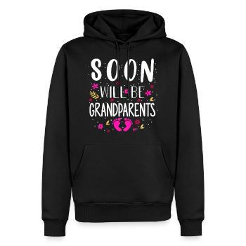 Bald werden wir Oma und Opa, Wir werden Großeltern - Männer Premium Bio Hoodie - Schwarz - Vorne - Nico (187cm)