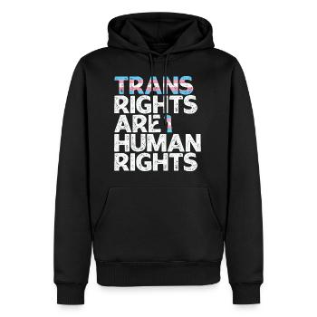 LBGT Flag Gay Pride Les droits des trans sont des droits humains - Sweat à capuche Premium bio Homme - noir - Devant - Nico (187cm)
