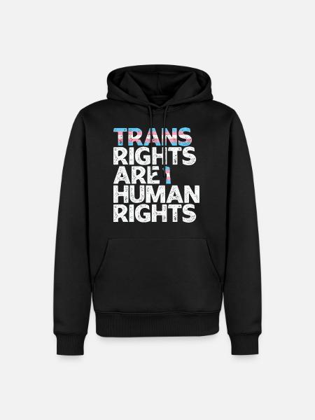 LBGT Flag Gay Pride Trans rights are human rights - Men’s Premium Organic Hoodie - black