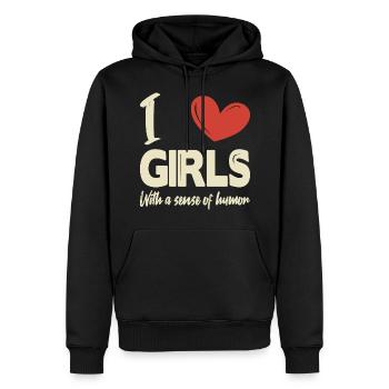 Ich liebe Mädchen - Männer Premium Bio Hoodie - Schwarz - Vorne - Nico (187cm)