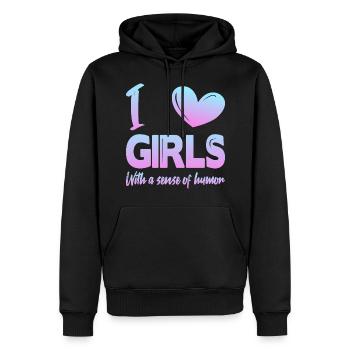 Ich liebe Mädchen - Männer Premium Bio Hoodie - Schwarz - Vorne - Nico (187cm)