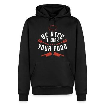 Chef Chef Chef Cuisine Drôle de dicton - Sweat à capuche Premium bio Homme - noir - Devant - Nico (187cm)