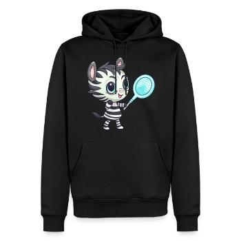 Zebra spielt Tennis und Badminton, Sportliches Tie - Männer Premium Bio Hoodie - Schwarz - Vorne - Nico (187cm)
