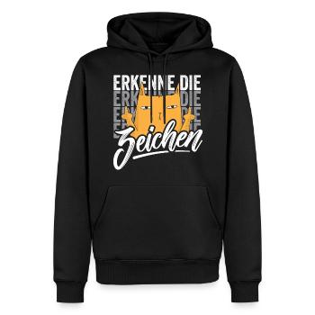 Erkenne die Zeichen Katze - Männer Premium Bio Hoodie - Schwarz - Vorne - Nico (187cm)