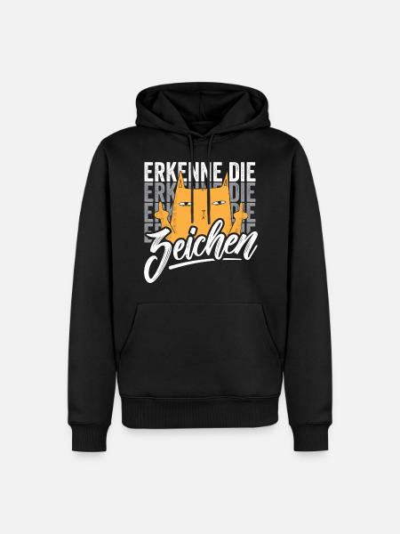 Erkenne die Zeichen Katze - Männer Premium Bio Hoodie - Schwarz