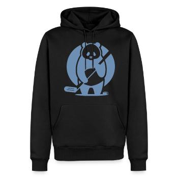 Panda Eishockey Spieler Silhouette - Männer Premium Bio Hoodie - Schwarz - Vorne - Nico (187cm)