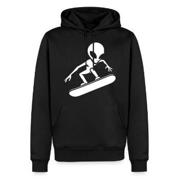 Design minimaliste : Alien Snowboarder - Sweat à capuche Premium bio Homme - noir - Devant - Nico (187cm)