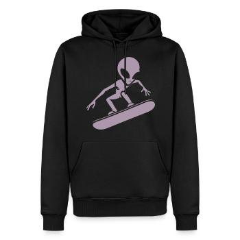 Design minimaliste : Alien snowboarder - Sweat à capuche Premium bio Homme - noir - Devant - Nico (187cm)