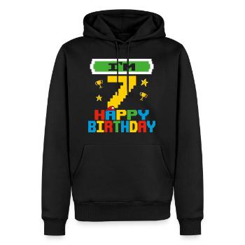 Seven 7yr 7th Birthday Happy Birthday 7 Years Old - Sweat à capuche Premium bio Homme - noir - Devant - Nico (187cm)
