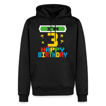 Three 3yr 3th Birthday Happy Birthday 3 Years Old - Sweat à capuche Premium bio Homme - noir - Devant - Nico (187cm)