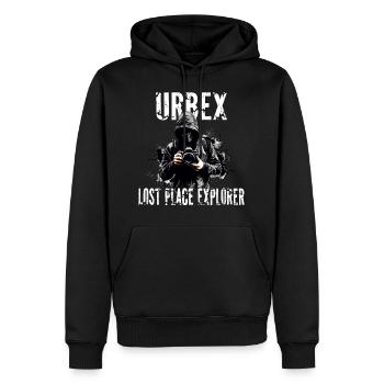 Urbex Lost Place Explorer - Männer Premium Bio Hoodie - Schwarz - Vorne - Nico (187cm)