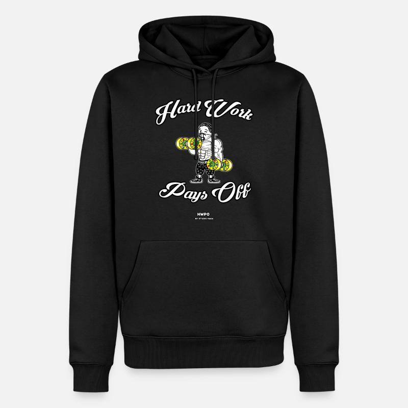 HARD WORK PAYS OFF-STUDIOHAKA - Männer Premium Bio Hoodie - Schwarz