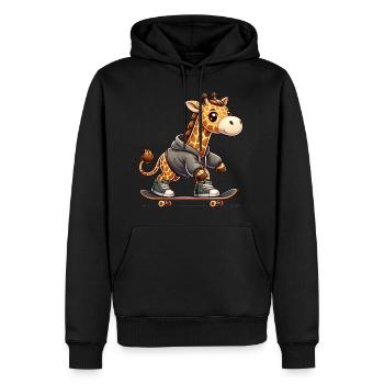 Girafe patineuse mignonne - Sweat à capuche Premium bio Homme - noir - Devant - Nico (187cm)