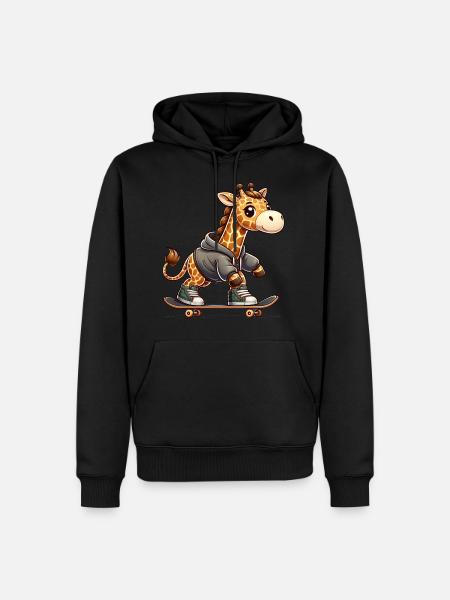Cute Skater Giraffe - Men’s Premium Organic Hoodie - black