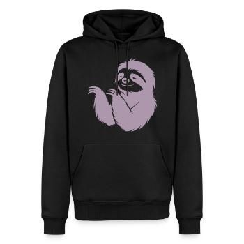 Cool paresseux silhouette portrait visage tête - Sweat à capuche Premium bio Homme - noir - Devant - Nico (187cm)
