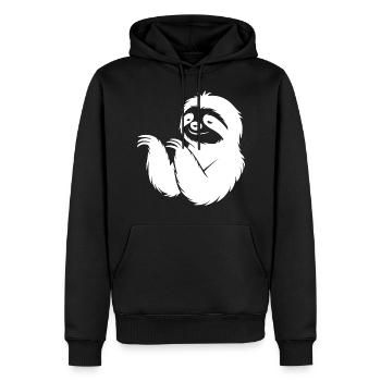 Cool paresseux silhouette portrait visage tête - Sweat à capuche Premium bio Homme - noir - Devant - Nico (187cm)