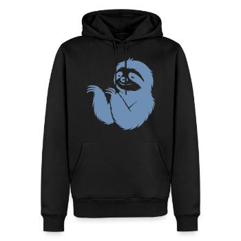Cool paresseux silhouette portrait visage tête - Sweat à capuche Premium bio Homme - noir - Devant - Nico (187cm)
