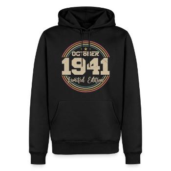 Born October 1941 Retro Anniversary October 1941 - Men’s Premium Organic Hoodie - black - Front - Nico (187cm)