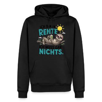 Ich Bin In Rente, Ich Muss Gar Nichts - Männer Premium Bio Hoodie - Schwarz - Vorne - Nico (187cm)