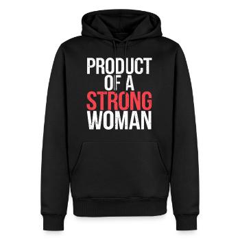 Product Of A Strong Woman 9 - Männer Premium Bio Hoodie - Schwarz - Vorne - Nico (187cm)