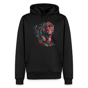 Löwe Neon Löwenkopf Farbenfroh Raubtier Tier Wild - Männer Premium Bio Hoodie - Schwarz - Vorne - Nico (187cm)