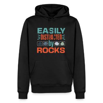 Easily Distracted By Rocks Geology Lover - Men’s Premium Organic Hoodie - black - Front - Nico (187cm)
