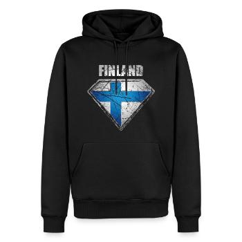 Finnland Superheld Flagge Retro finnisches Symbol - Männer Premium Bio Hoodie - Schwarz - Vorne - Nico (187cm)