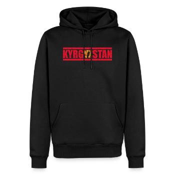 Kirghizistan - Sweat à capuche Premium bio Homme - noir - Devant - Nico (187cm)