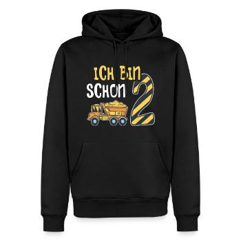 2. Geburtstag Junge 2 Jahre alt Baustelle Kipper - Männer Premium Bio Hoodie - Schwarz - Vorne - Nico (187cm)